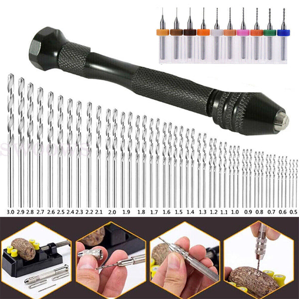 21/59x Mini hand drill Vise Hand Bits Twist Woodworking Set Precision Pin DIY