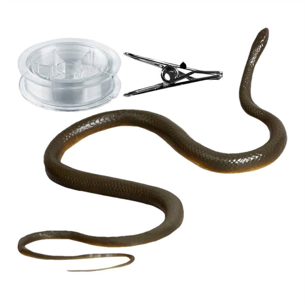 Fake Realistic Snake Lifelike Scary Rubber Toy Prank Party Joke with String Clip