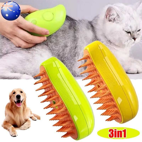 3-in-1 cat steam brush, self-cleaning steam cat brush, cat steam brush massage