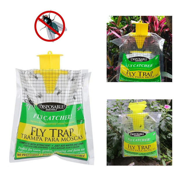 1-10x Fly Catching Bag Fast Results for Outdoor Disposable Fly Trap Pest-Control