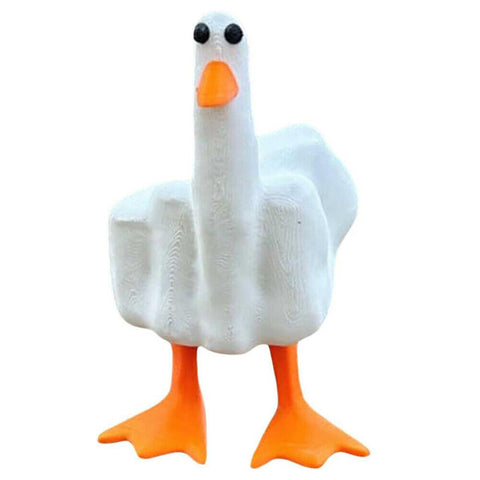 Funny Little Duck Resin Figurine Ornament Decor, Cute Middle Finger Duck Craft