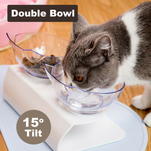 Double Elevated Pet Bowl Bowls Stand Cat Dog Feeder Food Water Raised Lifted AU