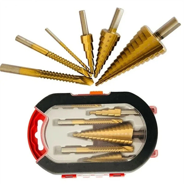 Titanium Plating 6Pcs Step Drill Bit Set High-Speed Reaming Pagoda Sawtooth Set