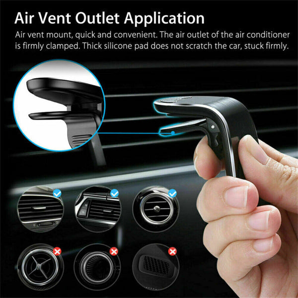 360 Rotation Magnetic Car Mount Air Vent Clip Phone Holder For iPhone Samsung