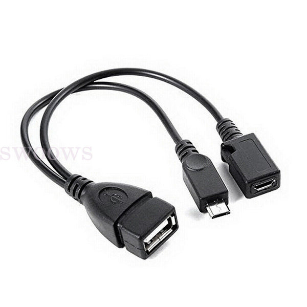 2x Cable Adapter USB OTG Power Cable OTG Cable Y Splitter Data Cable USB Adapter