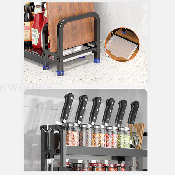 3 Tier Kitchen Cupboard Storage Spice Rack Pantry Bottle Kitchenware Organizer