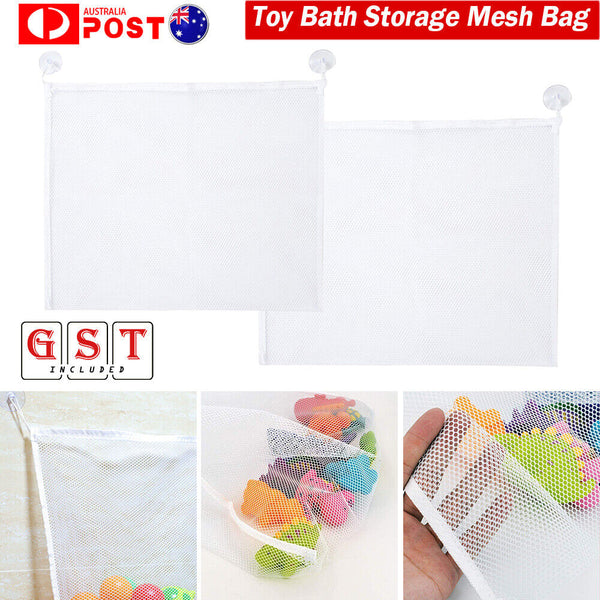 1-2X Cute Baby Bath Time Toy Doll Storage Suction Cup Bag Mesh BathroomOrganiser