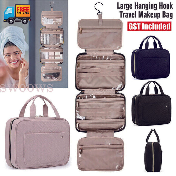 LargeHanging Hook Toiletry Bag Waterproof Travel Makeup Cosmetic Organizer Case+