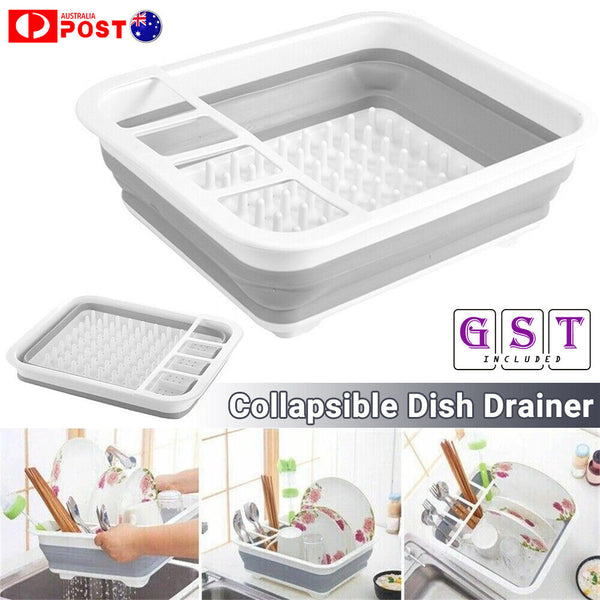 1-2x 10L Collapsible Dish Drainer/Drying Rack/strainer Caravan Cups Plates Shelf