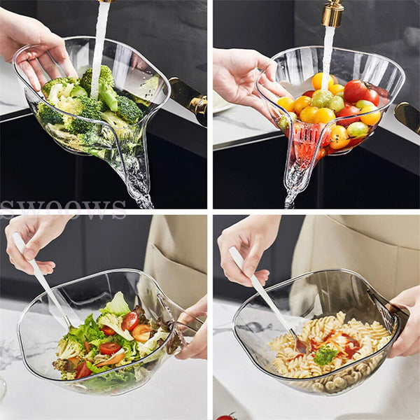 MultiFunctional Drain Basket Kitchen Vegetables Fruits Strainer Filter Bowl