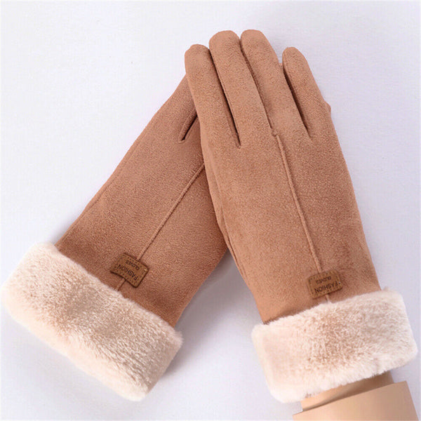 Outdoor Women Winter Gloves Thermal Sheepskin Touch Screen Warm Windproof Soft