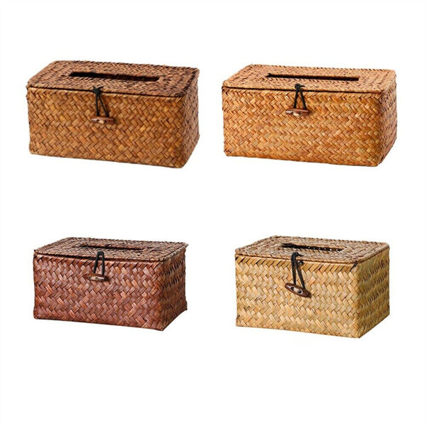 Napkin Holder Storage Case Cover Organizer Home Decor Woven Seagrass Tissue Box