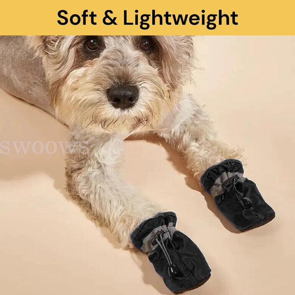 4Pcs/set No Slip Pet Dog Shoes Boots Dog Socks Soft Cotton Padded Waterproof