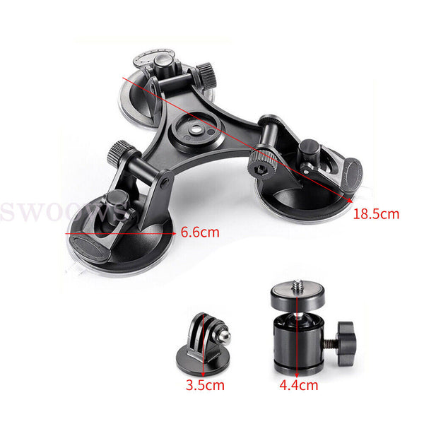 Triple Suction Cup Car Mount Holder Suit For GoPro Hero 8/7/6/5/4 Action Camera