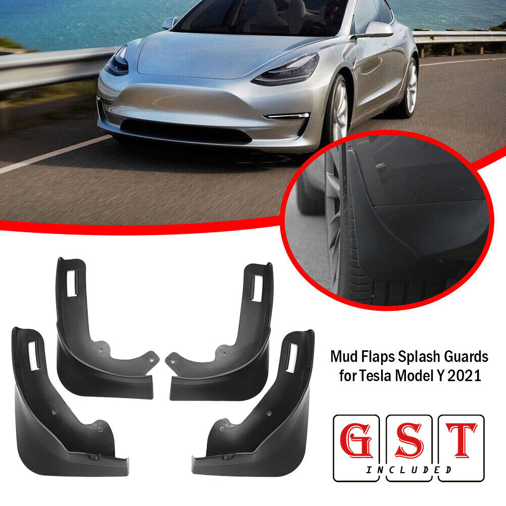 4x Splash Guard Mud Flaps Mudflaps No Drilling Required for Tesla Model Y 2021 A