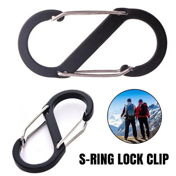 UP 100X Cable Carabiner Camping Hiking Hook Chain Key S-Ring Lock Clip Holder