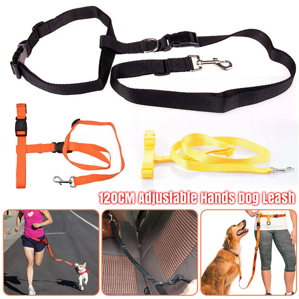 1/2x Adjustable Hands Free Leash Dog Lead W/ Waist Belt Jogging Walking Running