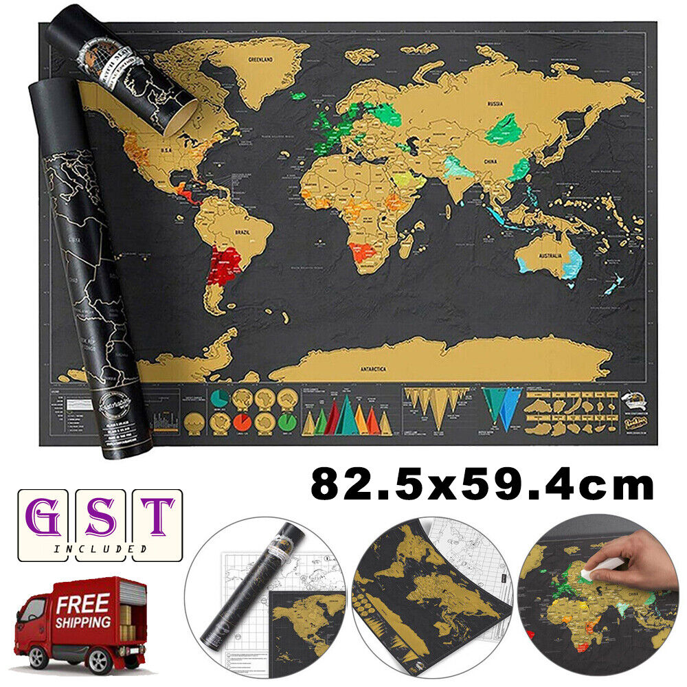 New Deluxe Large Scratch Off Map Personalised World Map Travel Atlas Travel Gift