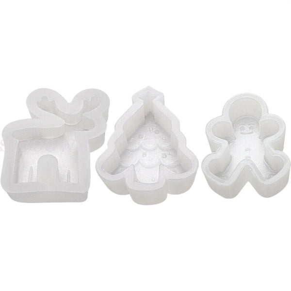 Silicone Mould 3D Art Wax Mold Christmas Candle Mold Snowman Tree Making Mold