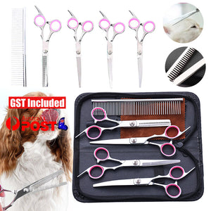 7" Professional Pet Dog Grooming Scissors Shear Hair Cutting Set Curved Tool