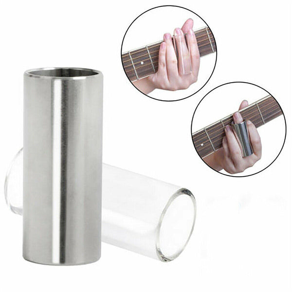 UP 4Pcs Guitar Slide Glass and Stainless Steel Finger Tubes for Guitar Bass 60mm