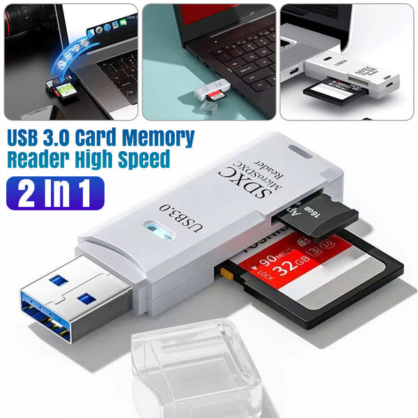 2 In 1 USB 3.0 Card Memory Reader High Speed SD SDHC SDXC Micro Writer Adapter