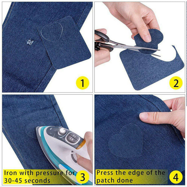 AU 4 Colors Denim Jeans Repair Kit - 20pcs Iron On Denim Fabric Mending Patches