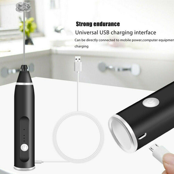 USB Rechargeable Electric Egg Beater Milk Coffee Frother Drink Foamer Mixer Tool