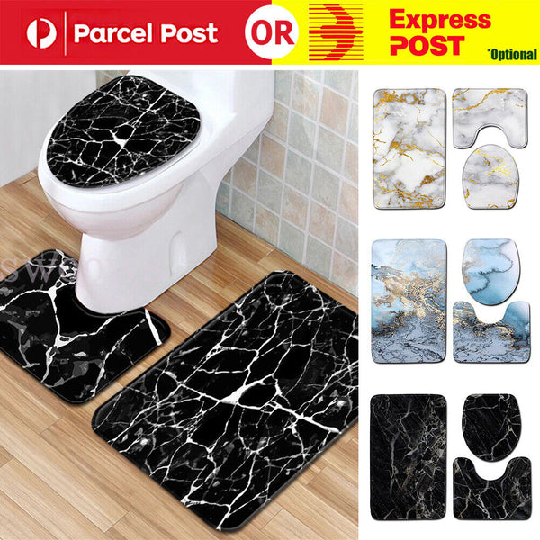 Washable Anti Slip Bathroom Mat Toilet Seat Lid Cover Pedestal Rug Bath Carpet