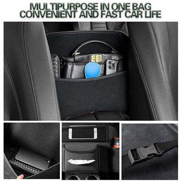 Car Net Pocket Handbag Holder Between Organiser PU-Leather Bag Seat Back Storage