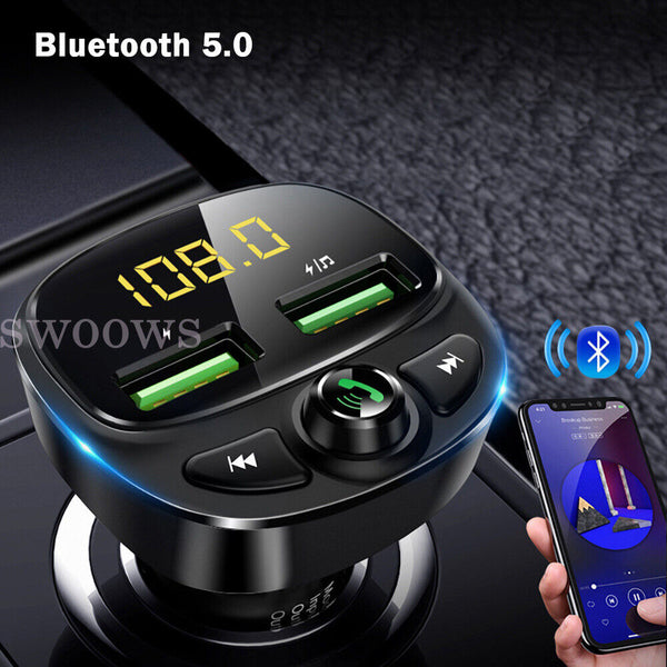 CAR PHONE CHARGER BLUETOOTH TRANSMITTER FM RADIO IPHONE ANDROID WIRELESS ADAPTER