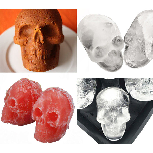 New Cool Ice Cube Tray Ball Maker Big Silicone Mold Sphere Whiskey Skull Mould