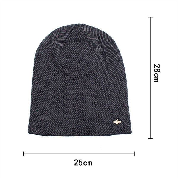 Thick Knitted Wool Hat Winter Warm Cap Men Women Beanie Fleece Ski Skating Cap