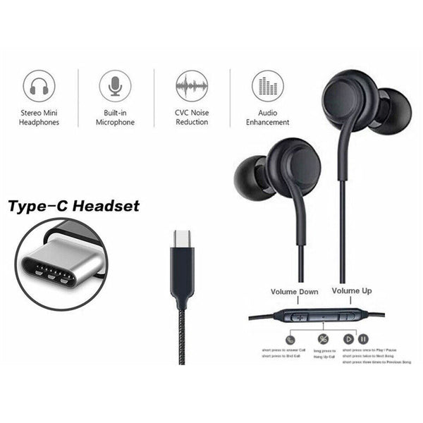 USB Type C Handsfree Earphone for Samsung Galaxy S20 S21a Note 20 Pixel 4 (JS08)