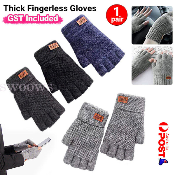 Thick Fingerless Gloves Driving Gloves Knitted Alpaca Wool Half Finger Mittens