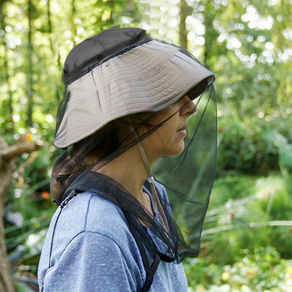 1-5X Mosquito Head Net Insect Mesh Hat Bee Bug Mozzie Protector Outdoor Fishing