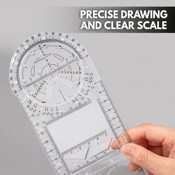 Multifunctional Geometric Ruler Drawing Template School Office Measuring Tool AU