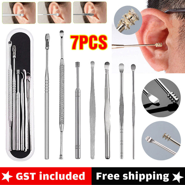 up 7Pcs Earpick Ear Wax Curette Ear Cleaner Remover Spoon Ear Cleaning Tool Kit