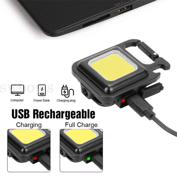 Mini Keychain LED Flashlight USB Rechargeable Cob Pocket Portable Led Work Light