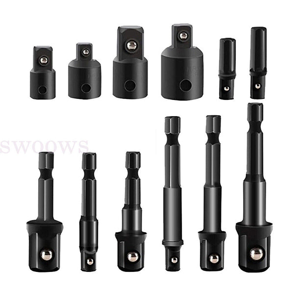 1-2 Set Drill Socket Adapter Impact Nut Driver Bit Extension Hex 1/4" 3/8" 1/2"T