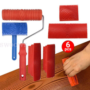 6pc Wood Grain Tool Set 7" Graining Painting Tool Wood Texture Paint Roller Tool