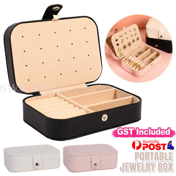 New Portable Jewelry Box Organizer Leather Jewelry Ornaments Case Travel Storage