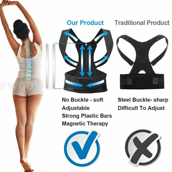 Posture Corrector Clavicle Shoulder Brace Lower Back Support Magnetic Men Women