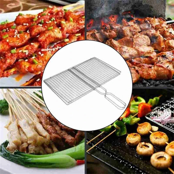 1/2x BBQ Fish Grilling Basket Grill Camping Net Meat Vegetable Kitchen Tool AU