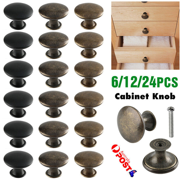 Up 24X Cabinet Knob Round Bedroom Cupboard Handles Drawer Single Pull Antique