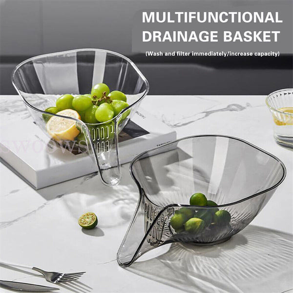 MultiFunctional Drain Basket Kitchen Vegetables Fruits Strainer Filter Bowl