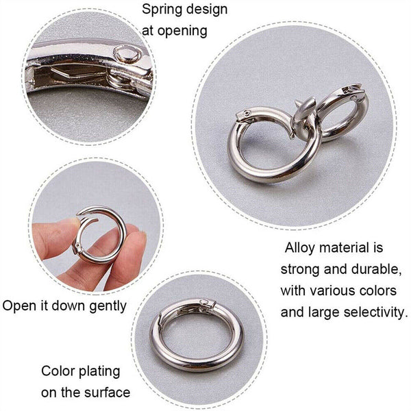 50/100x Metal Spring O-Ring Buckles Clips Carabiner Bag Belt Push Gate Snap Hook