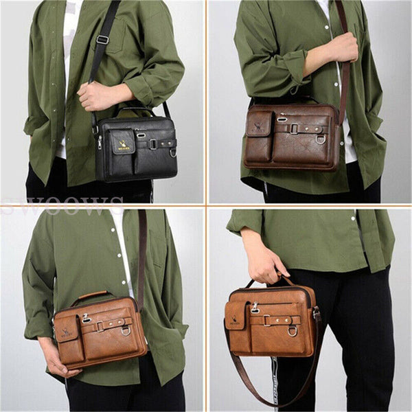 Men's Vintage Messenger Leather Satchel Shoulder Crossbody Briefcase Laptop Bag