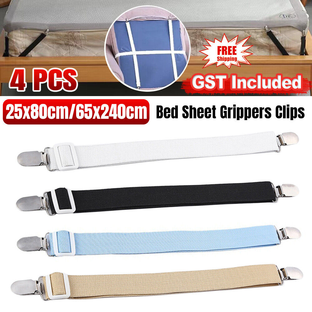 4Pcs  Bed Sheet Mattress Holder Fastener Grippers Clips Suspender Straps