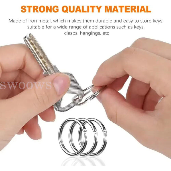 Up 200 Stainless Steel Key Holder Split Scuba Rings Keyring Keychain Keyfob 25mm